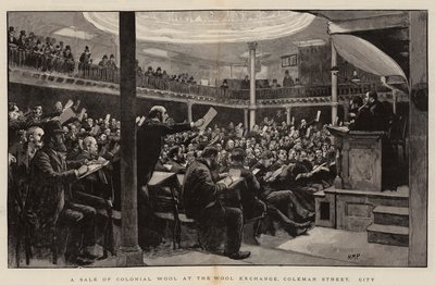 A Sale of Colonial Wool at the Wool Exchange, Coleman Street, City by Henry Marriott Paget